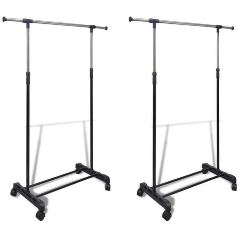 Hommoo Adjustable Clothes Racks 2 pcs 1 Hanging Rail VD14855