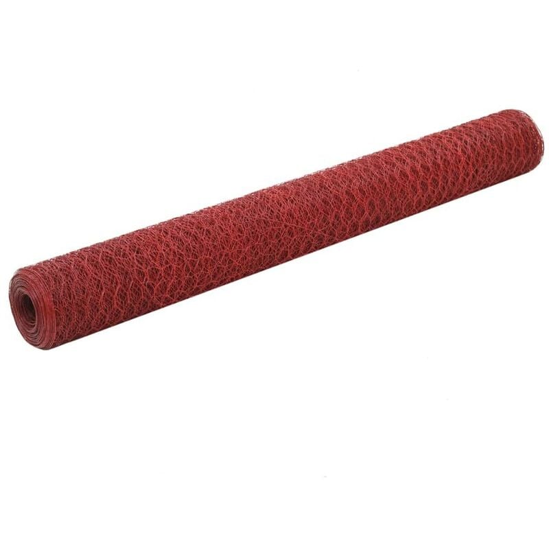 

Alambrada de gallinero acero revestimiento PVC rojo 25x1,2 m - Hommoo