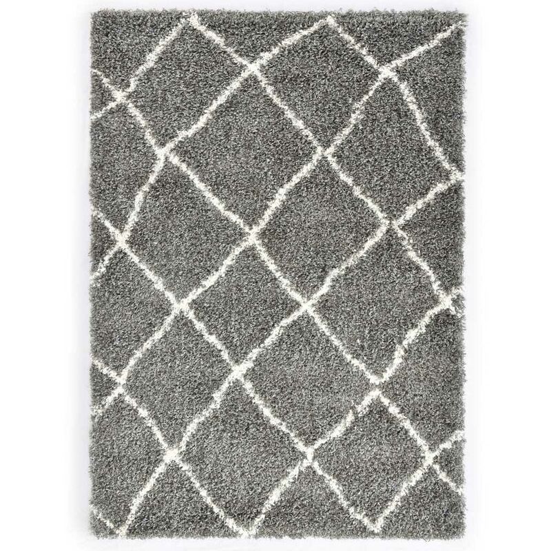 

Alfombra bereber peluda PP gris y beige 80x150 cm - Hommoo
