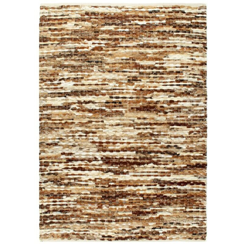 

Alfombra de cuero genuino peludo marrón/blanco 120x170 cm - Hommoo