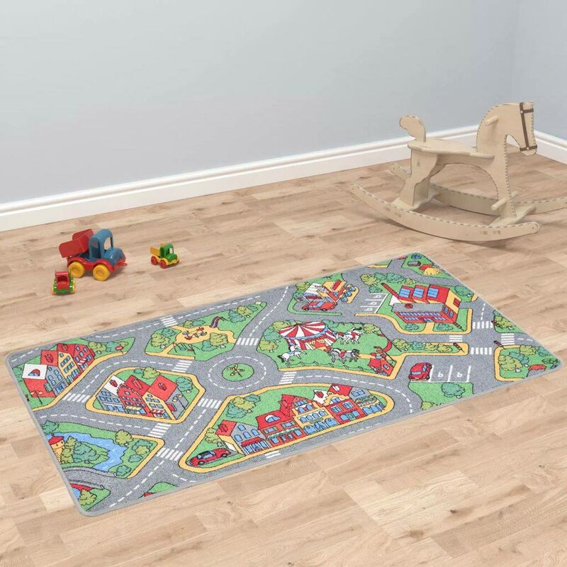 

Alfombra de juego 133x190 cm estampado carreteras - Hommoo