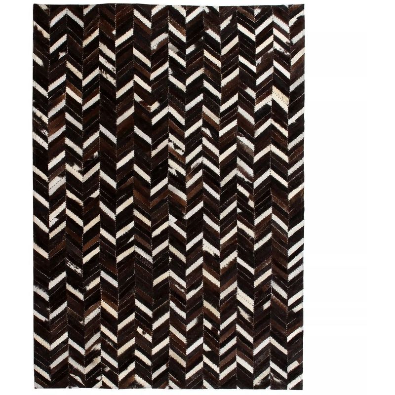 

Alfombra de retazos de cuero 80x150 cm chevrón negro/blanco - Hommoo