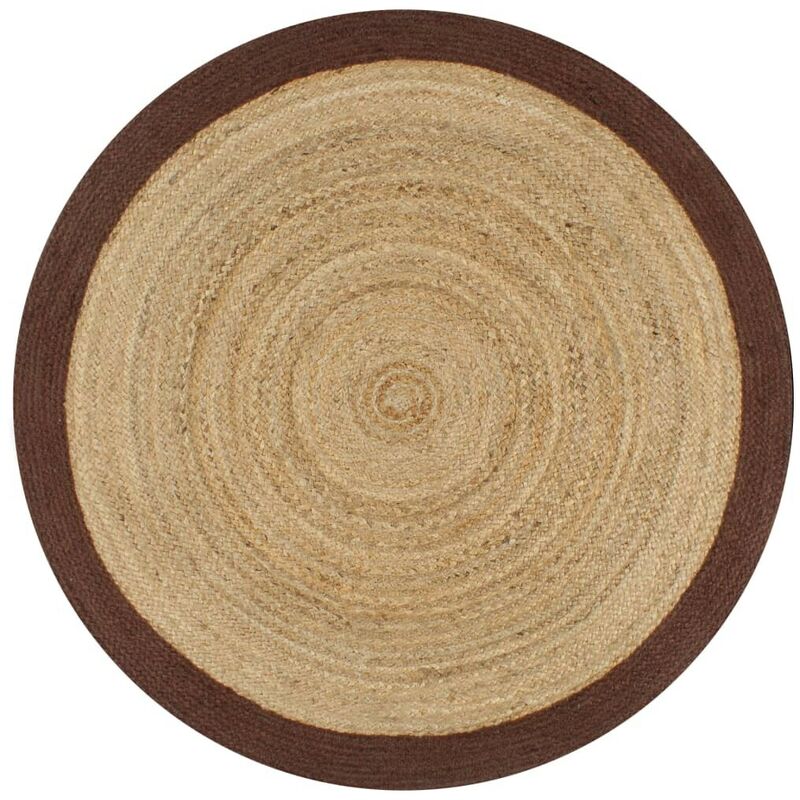 

Alfombra de yute tejida a mano con borde marrón 120 cm - Hommoo