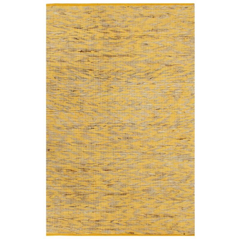 

Hommoo Alfombra hecha a mano de yute amarilla y natural 80x160 cm