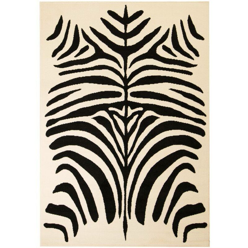 

Alfombra moderna con estampado de cebra beige/negro 140x200 cm - Hommoo