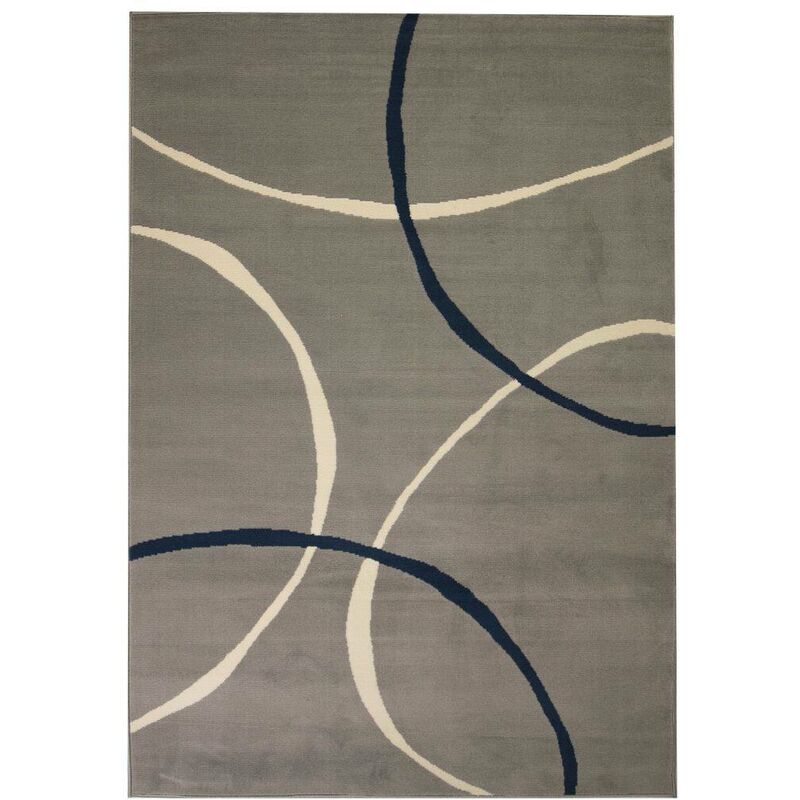 

Alfombra moderna de estampado circular gris 140x200 cm - Hommoo
