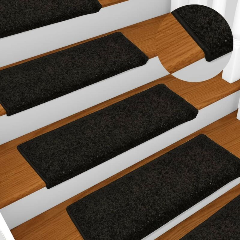 

Alfombras de peldaños de escalera 15 uds negro 65x25 cm - Hommoo