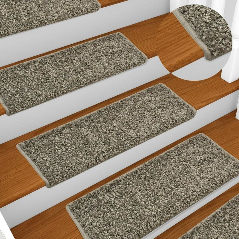 

Alfombras de peldaños de escalera 15 uds gris 65x25 cm - Hommoo