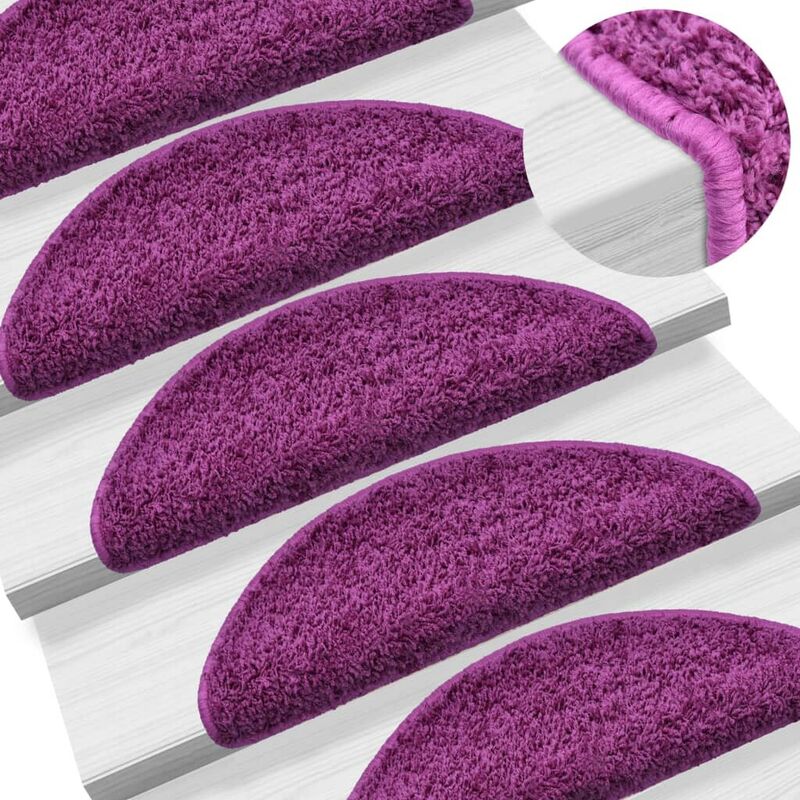 

Hommoo Alfombrillas de escalera 15 unidades violeta 65x25 cm