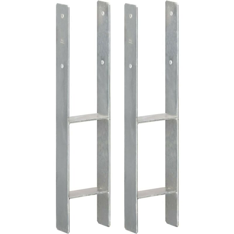 

Anclajes de valla 2 uds acero galvanizado plateado 12x6x60 cm - Hommoo