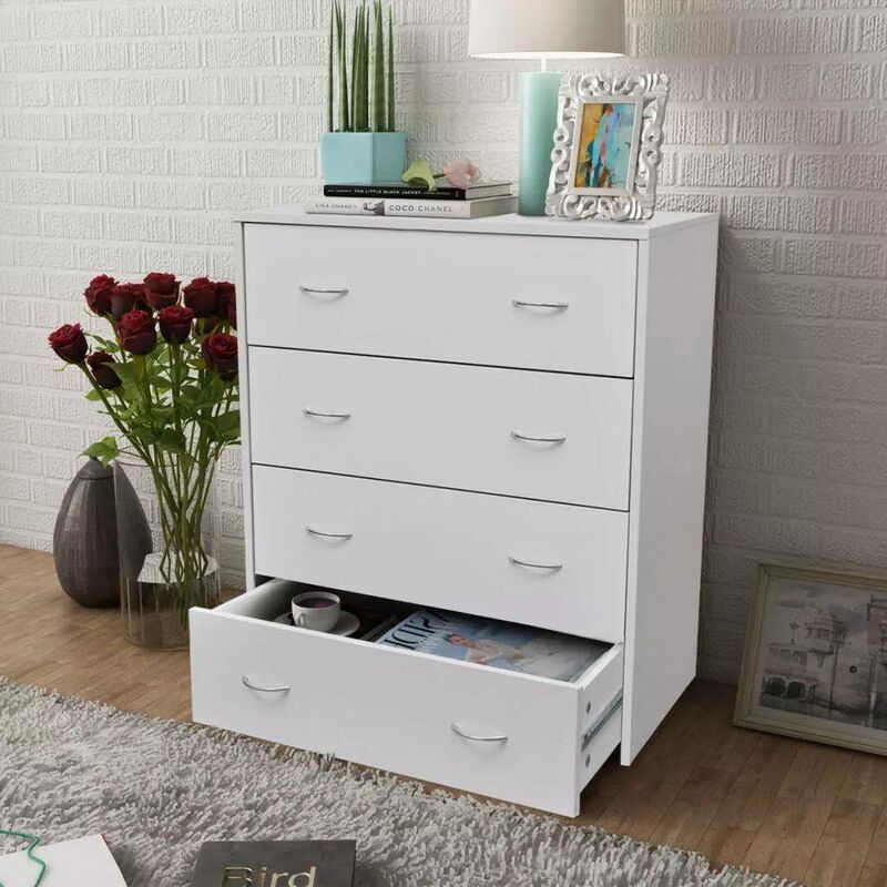 

Hommoo Aparador con 4 cajones blanco 60x30,5x71 cm
