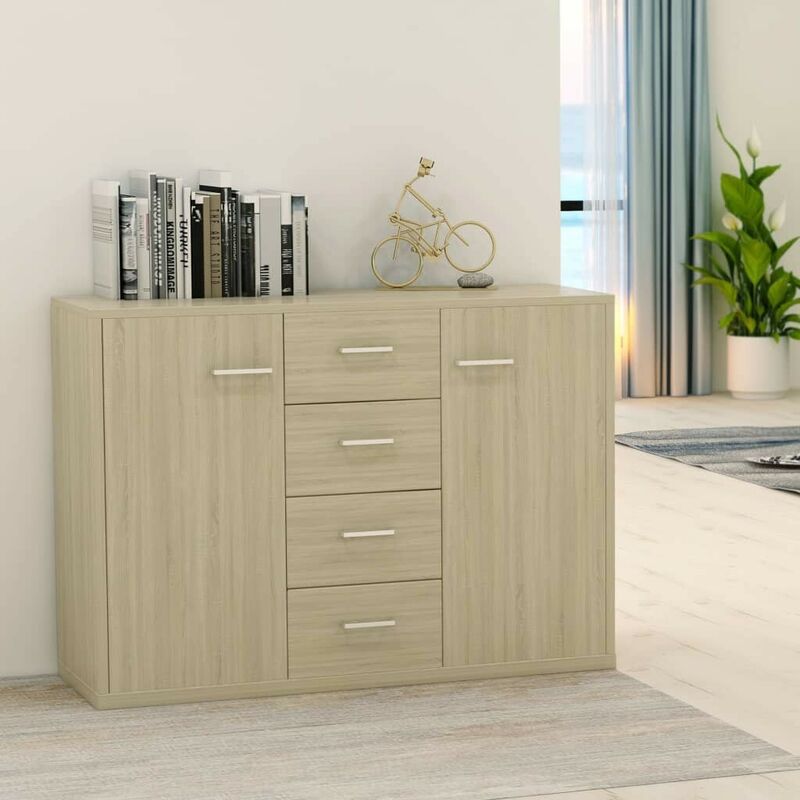 

Aparador de aglomerado color roble Sonoma 88x30x75 cm - Hommoo