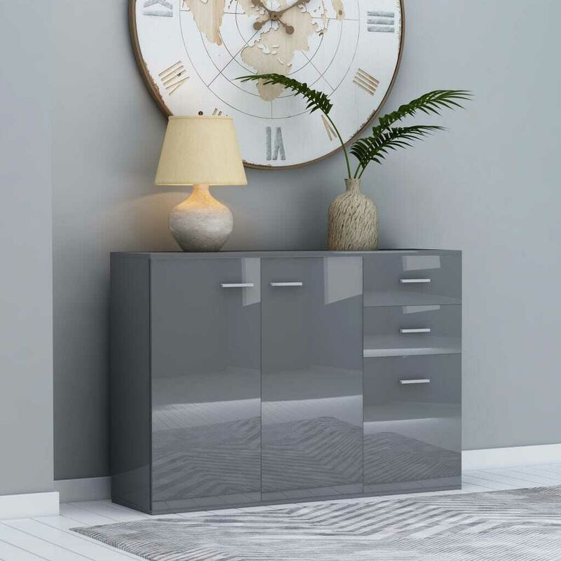 

Aparador de aglomerado gris con brillo 105x30x75 cm - Hommoo