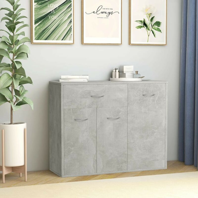 

Aparador de aglomerado gris hormigón 88x30x70 cm - Hommoo