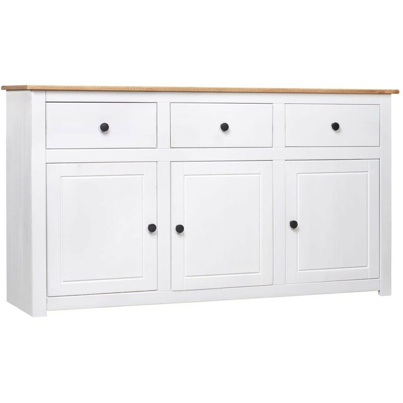 

Aparador de madera de pino estilo Panamá blanco 135x40x80 cm - Hommoo
