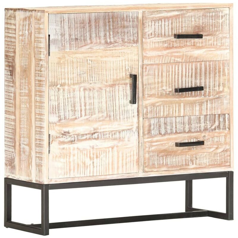 

Aparador de madera maciza de acacia blanco 73x30x75 cm - Hommoo