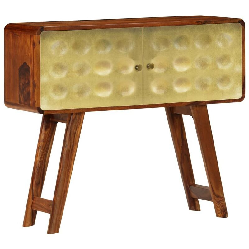 

Aparador de madera maciza de sheesham y dorados 90x30x77 cm - Hommoo
