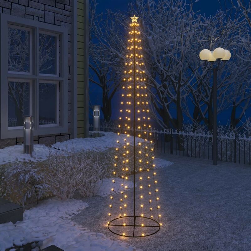 

Árbol cono de Navidad 136 LED blanco cÁlido decoración 70x240 cm - Hommoo
