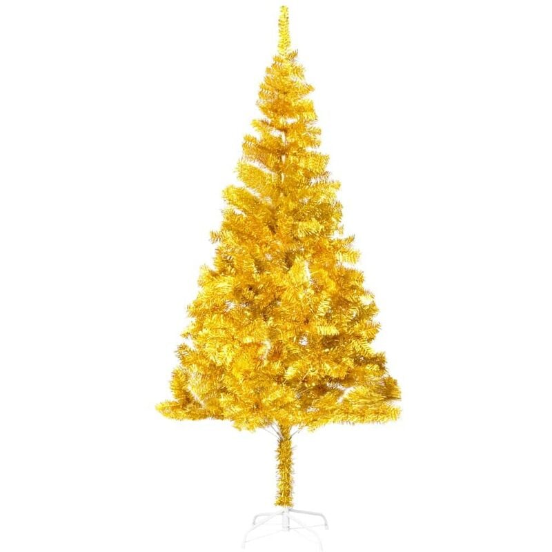 

Árbol de Navidad artificial con soporte dorado PET 210 cm - Hommoo