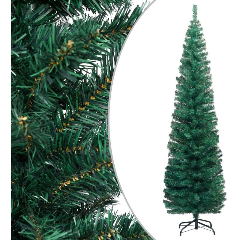 

Árbol de Navidad artificial estrecho y soporte PVC verde 240 cm - Hommoo