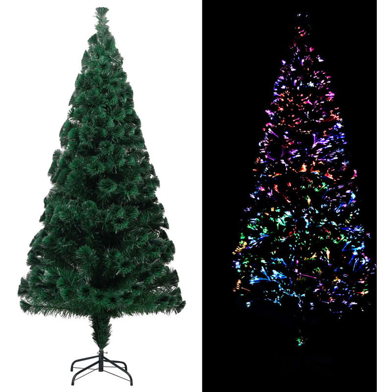 

Árbol de Navidad artificial y soporte verde fibra óptica 210 cm - Hommoo