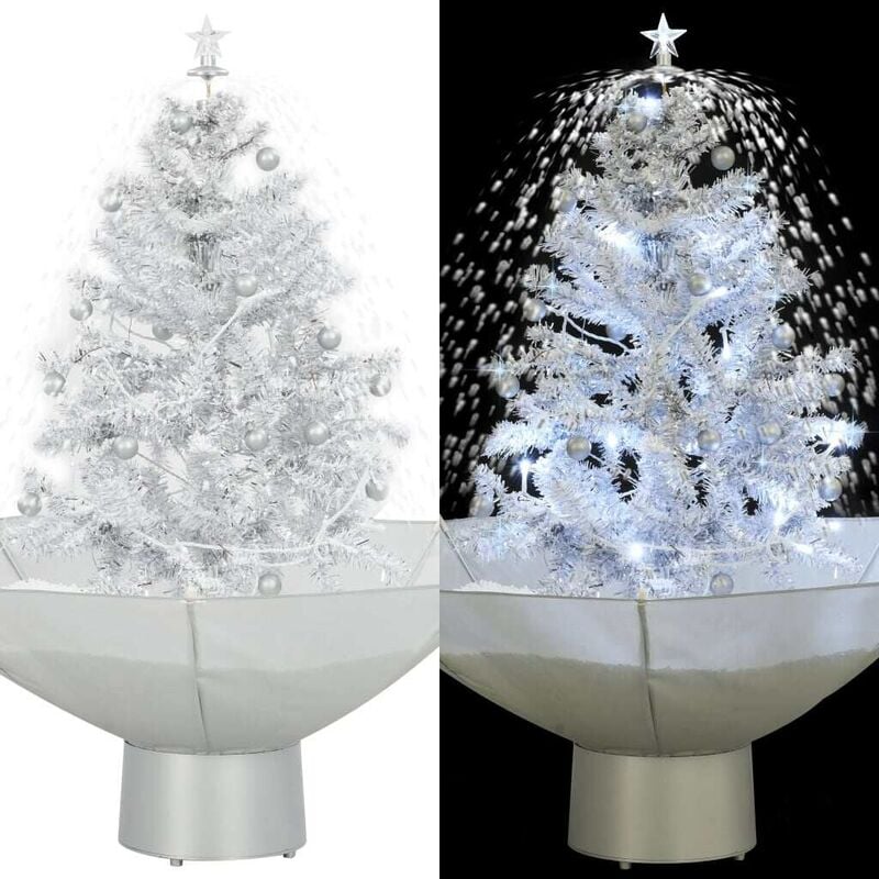 

árbol de Navidad con nieve con base en paraguas blanco 75 cm - Hommoo