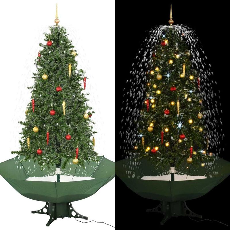 

árbol de Navidad con nieve con base en paraguas verde 190 cm - Hommoo