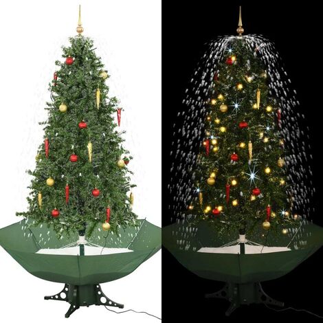 Hommoo árbol de Navidad con nieve con base en paraguas verde 190 cm