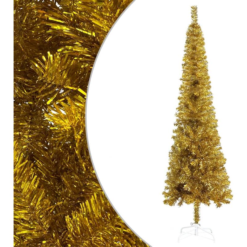 

Árbol de Navidad delgado dorado 150 cm - Hommoo