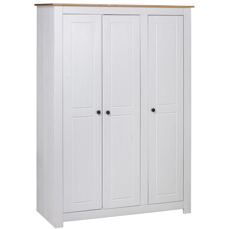 

Hommoo - Armario de 3 puertas pino Panamá Range blanco 118x50x171,5 cm