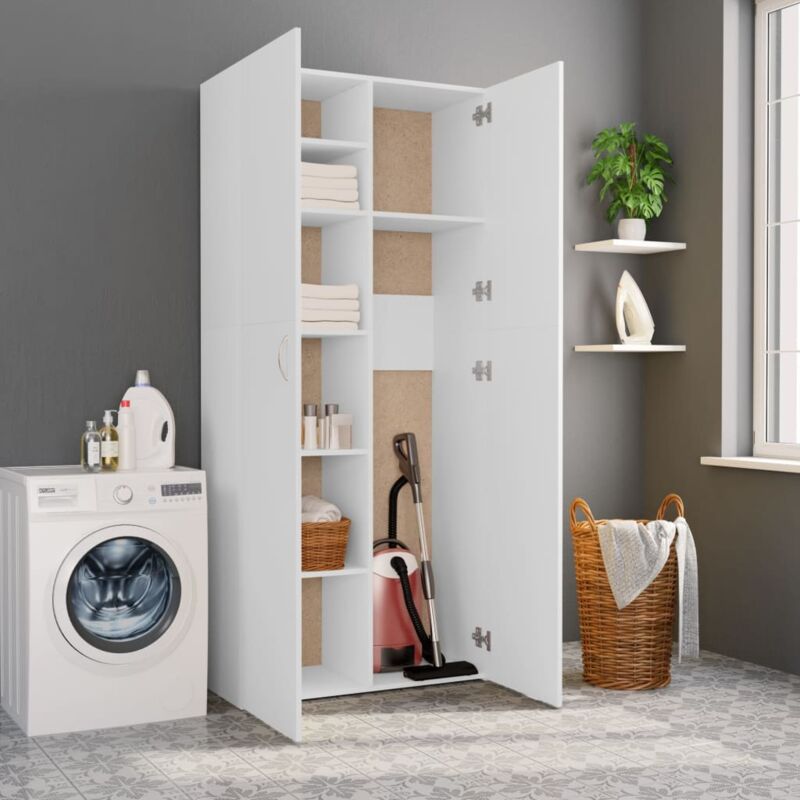 

Armario de almacenamiento aglomerado blanco 80x35,5x180 cm - Hommoo