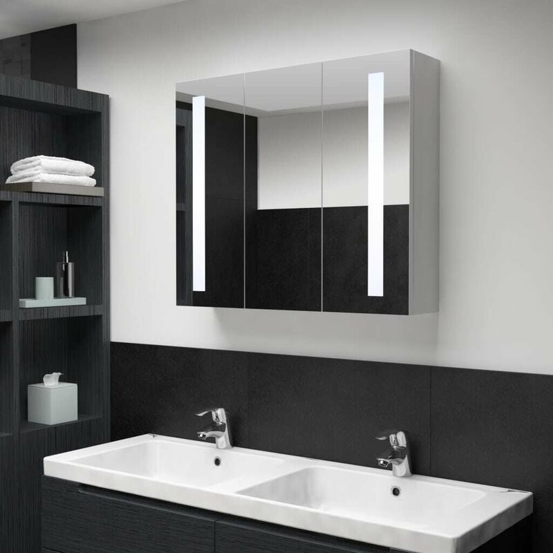 

Armario de cuarto de baño con espejo y LED 89x14x62 cm - Hommoo