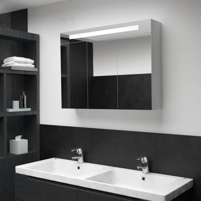 

Armario de cuarto de baño con espejo y LED 88x13x62 cm - Hommoo