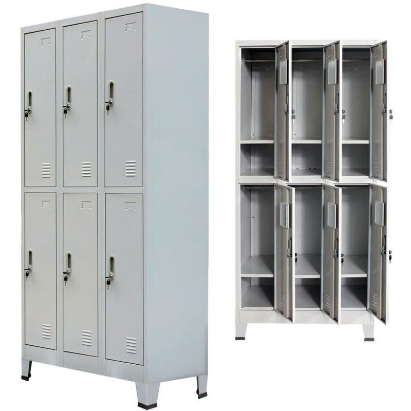 

Hommoo Armario taquilla con 6 compartimentos acero gris 90x45x180 cm