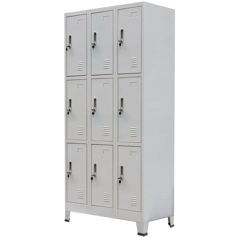 

Hommoo Armario taquilla con 9 compartimentos acero gris 90x45x180 cm