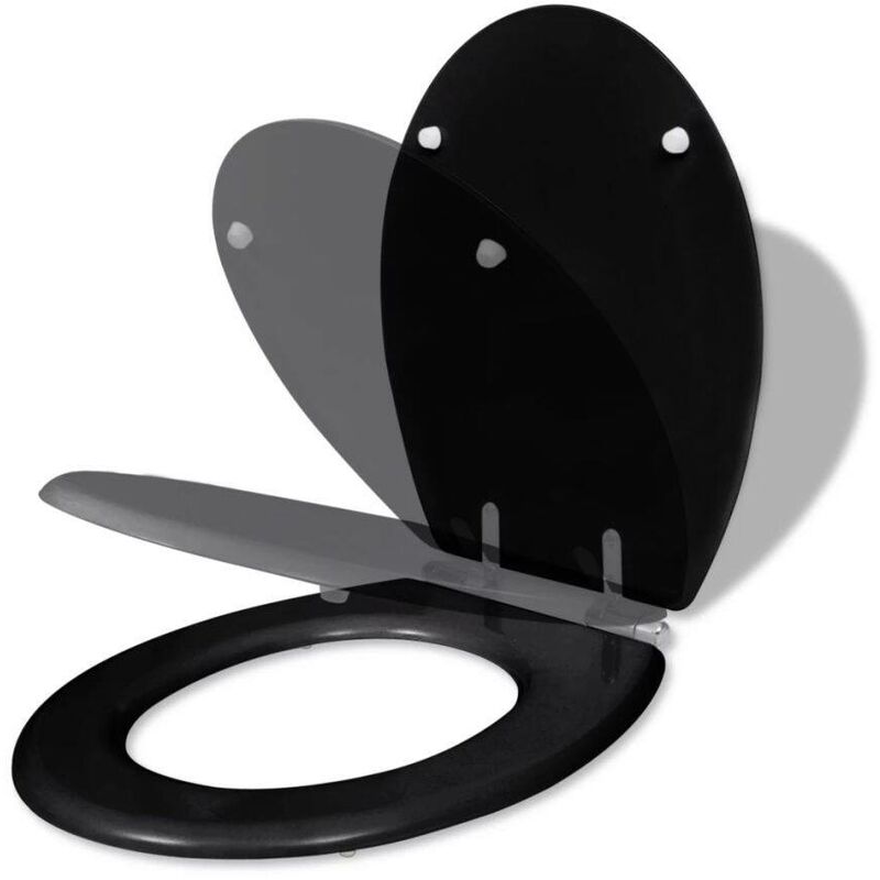 

Asiento inodoro WC MDF tapa de cierre suave diseño negro - Hommoo