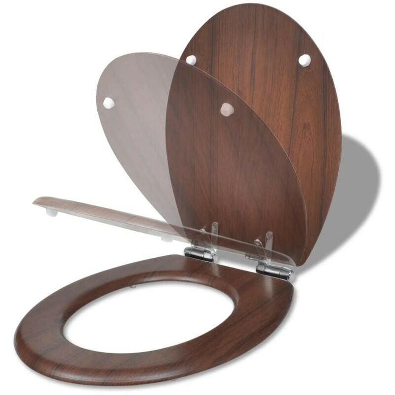 

Asiento inodoro WC tapa de cierre suave MDF marrón - Hommoo