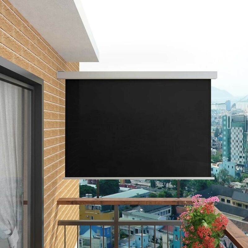 Auvent latéral de balcon multifonctionnel 180 x 200 cm Noir HDV05612 - Hommoo