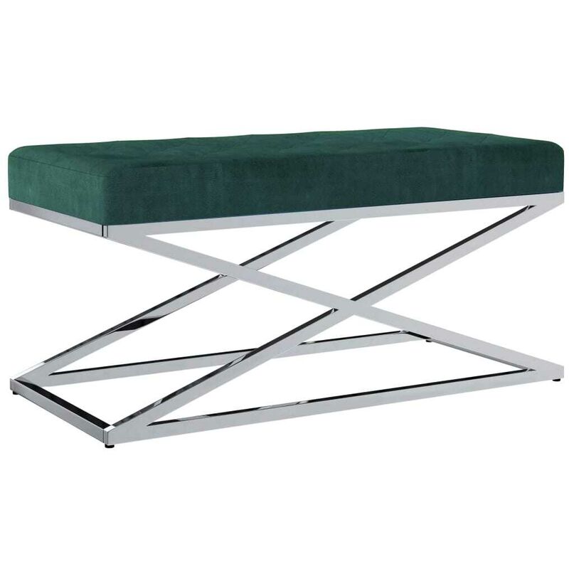 Hommoo Banc 97 cm Vert Tissu de velours et acier inoxydable HDV14647
