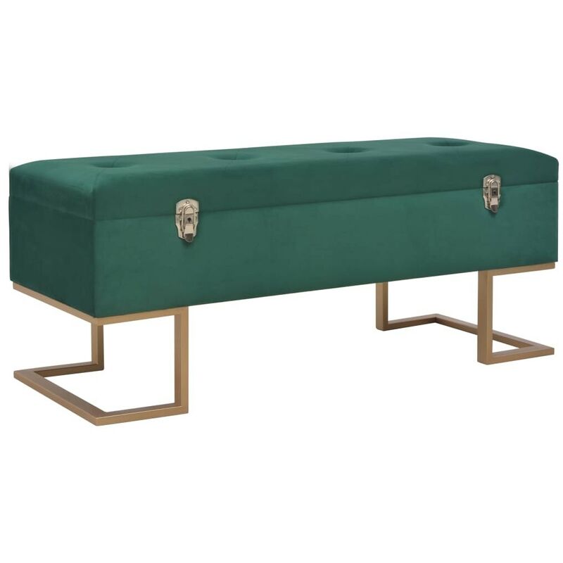 

Banco con compartimento 105 cm verde de terciopelo - Hommoo