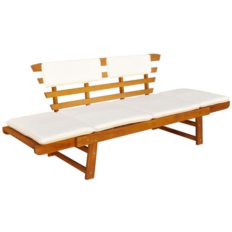 

Banco de jardín con cojines 2 en 1 190 cm madera maciza acacia - Hommoo
