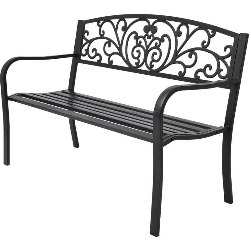 

Banco de jardín de hierro fundido negro 127 cm - Hommoo