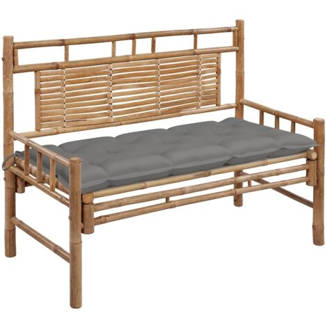 Hommoo Banco de jardin con cojin bambu 120 cm