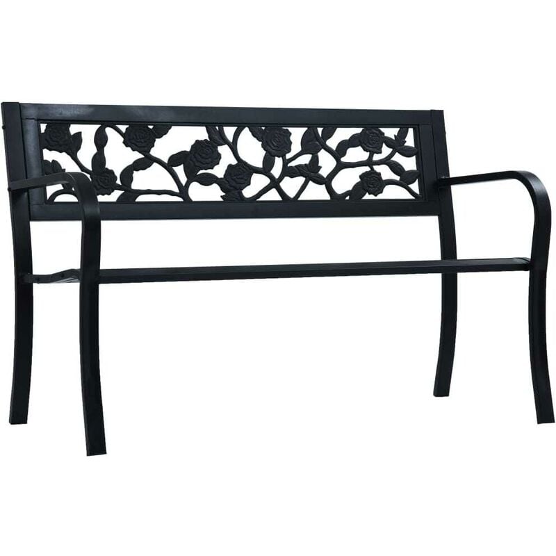 

Banco de jardín acero negro 125 cm - Hommoo