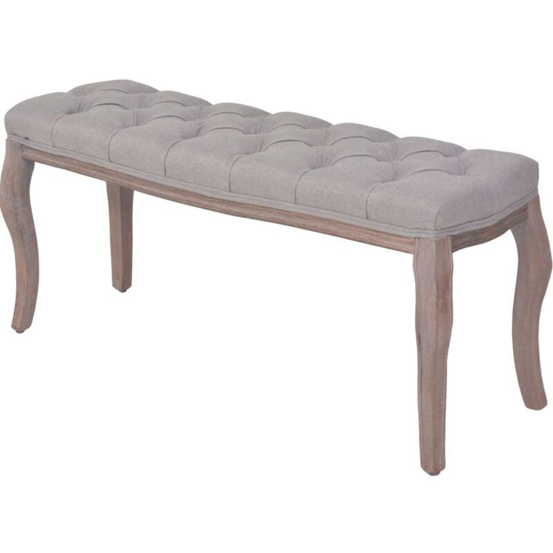 

Banco de madera maciza y lino gris claro 110x38x48 cm - Hommoo