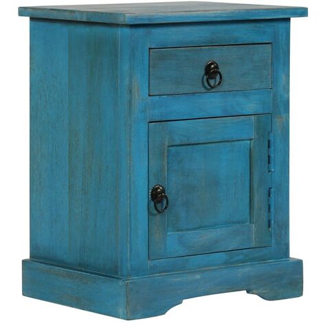 Hommoo Bedside Table Solid Mango Wood 40x30x50 cm Blue VD12087