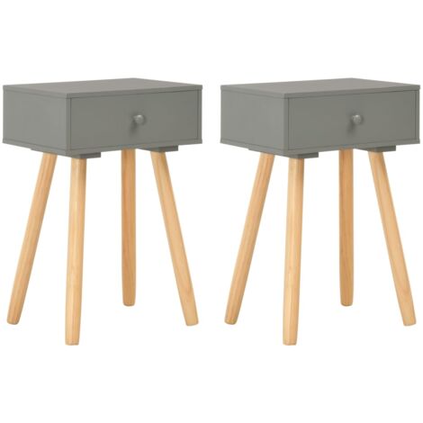 main image of "Hommoo Bedside Tables 2 pcs Grey Solid Pinewood VD25449"