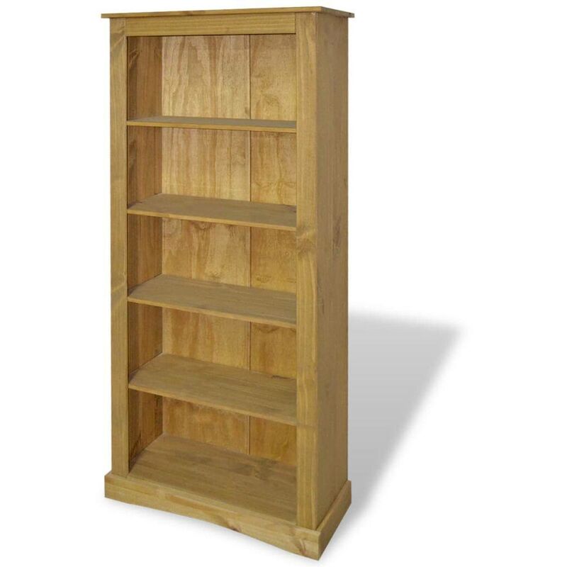 Hommoo - Bibliotheque a 5 niveaux Pin mexicain Corona Range 81x29x170 cm HDV10023
