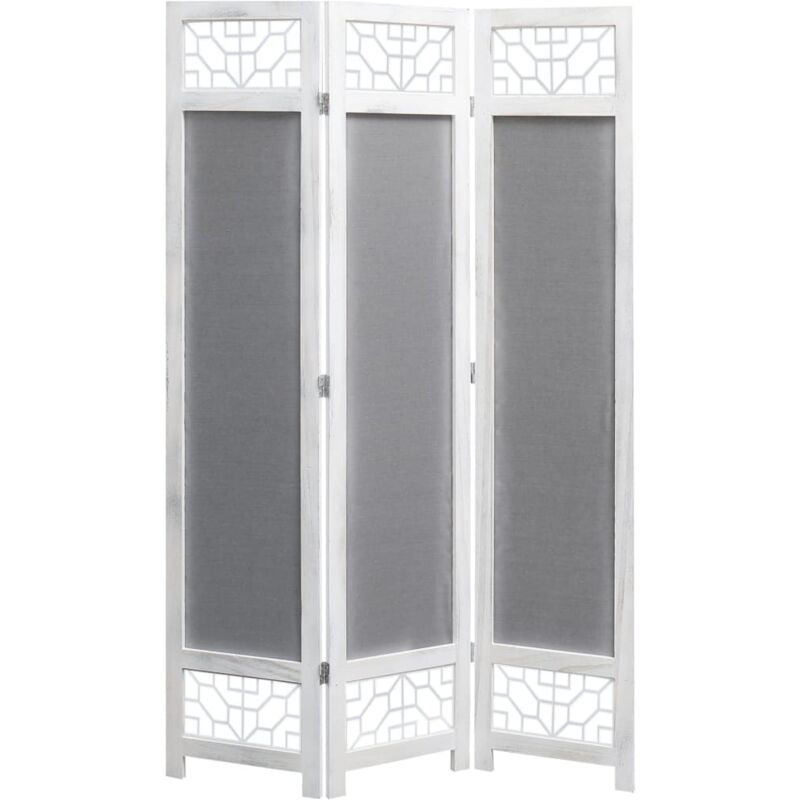 

Biombo de 3 paneles tela gris 105x165 cm - Hommoo
