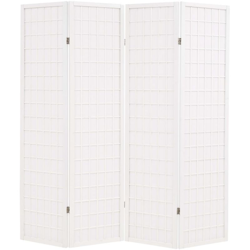 

Biombo plegable con 4 paneles estilo japonés 160x170 cm blanco - Hommoo